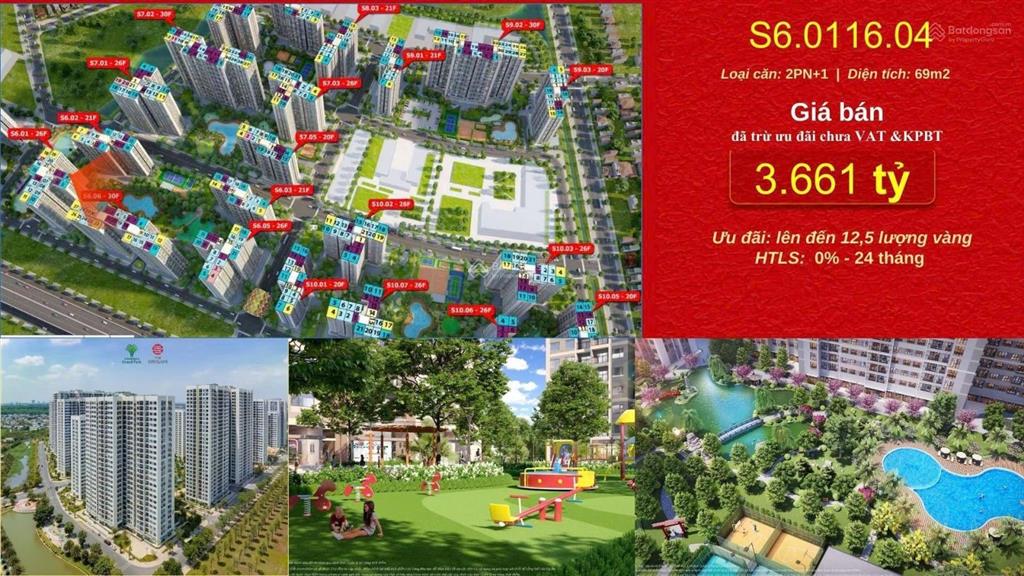 Căn 2pn + 1 căn góc view trược diện hồ cá koi và hồ bơi, tòa s6.03, mua trực tiếp chủ đầu tư