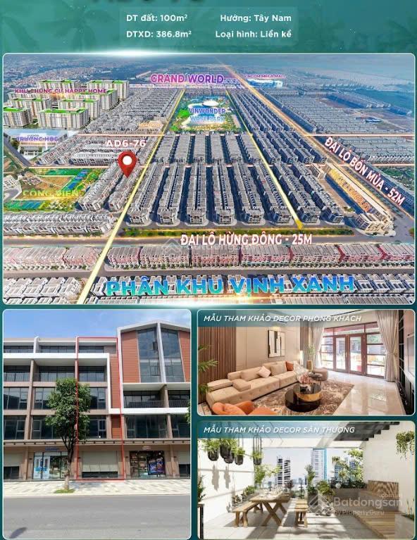 Bán shophouse 100m2, xây dựng 388m2, tại vinhomes ocean park 3, văn giang, hưng yên