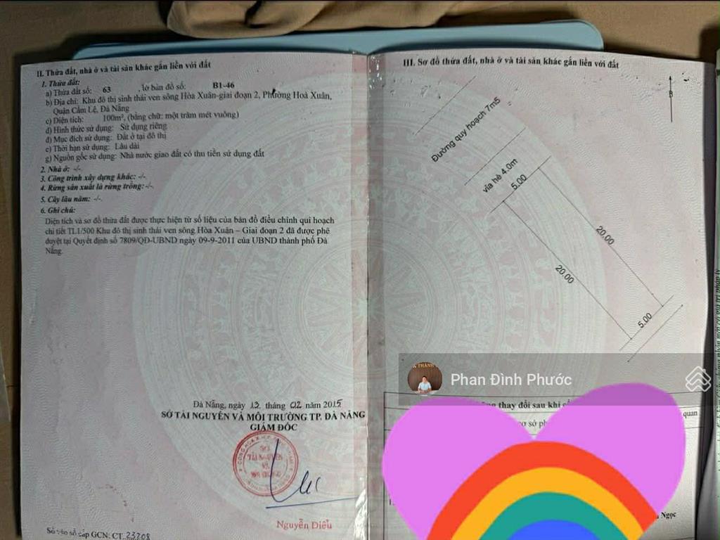 Bán 02 lô liền kề đường hoàng hiệp  hòa xuân