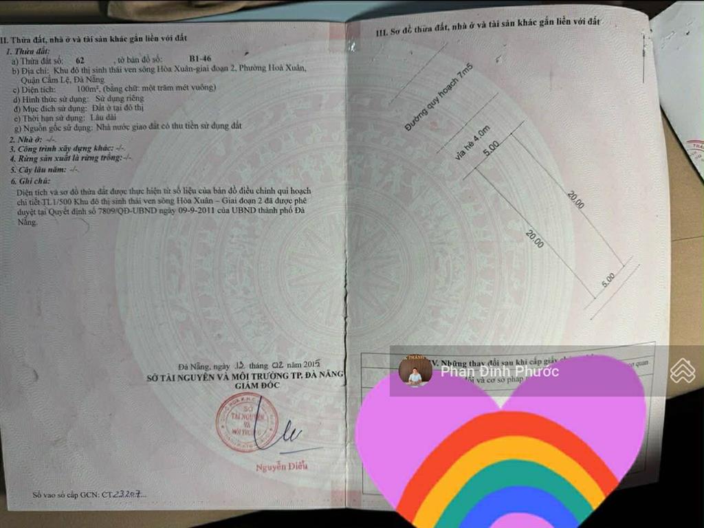 Bán 02 lô liền kề đường hoàng hiệp  hòa xuân