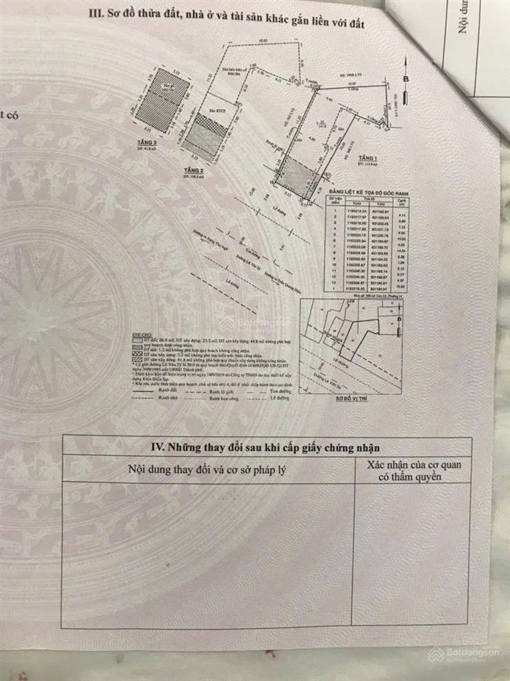 Không có căn thư 2 mặt tiền lê văn sỹ quận 3. dt 6.8x20, ctxd hầm+7 tầng, hđ thuê 170 tr 60 tỷ