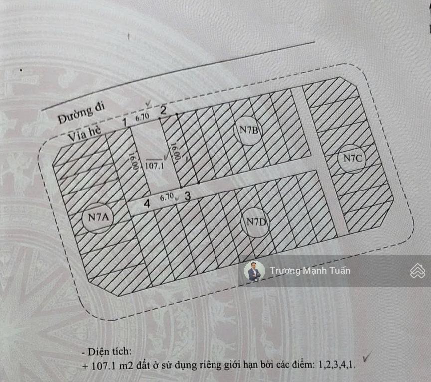 Bán đất khu tái định cư x2b yên sở  hm  107m2  mt 6m7  xây vp cực đẹp