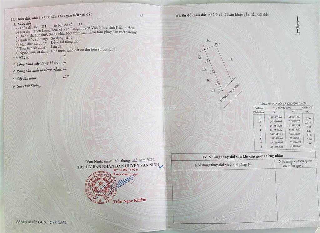 Bán đất nền sổ đỏ bắc vân phong  thổ cư 100%, giá chỉ 9 triệu/m² phù hợp an cư và đầu tư