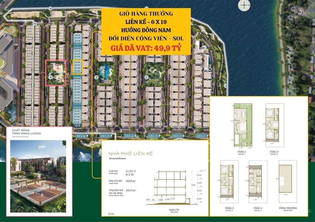 Hot! sola  giỏ hàng thưởng nhà phố liền kề  49,9 tỷ  hướng đn  đối diện công viên thể thao sol