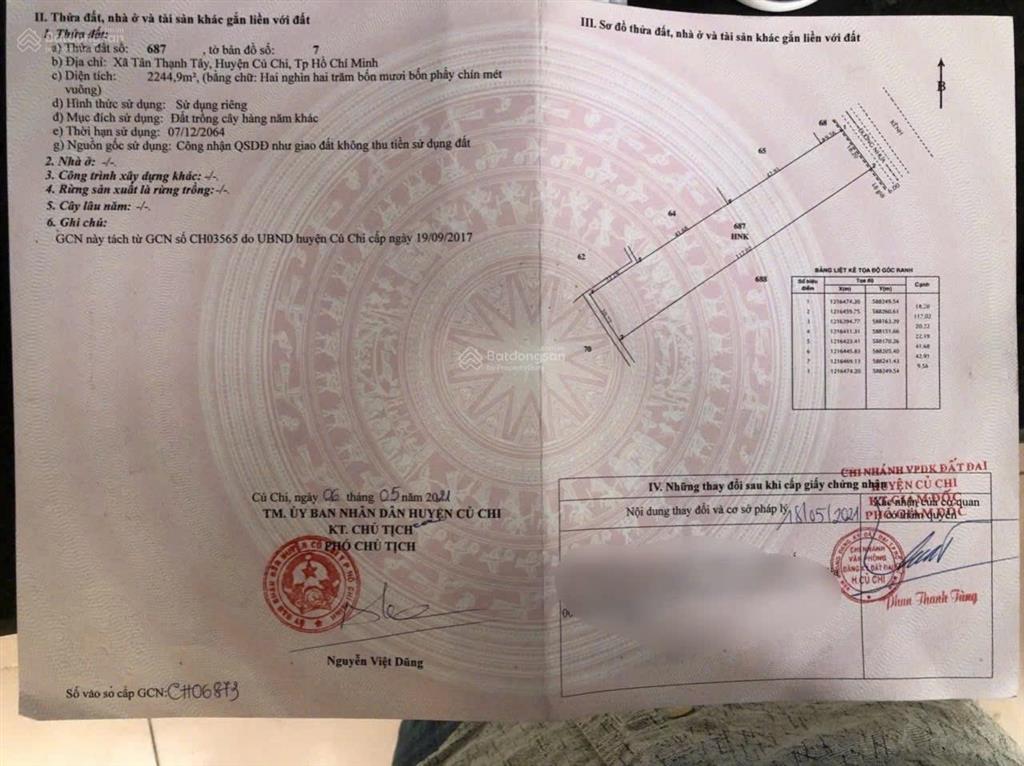 Cần bán gấp lô đất hơn 2000m2 ở củ chi