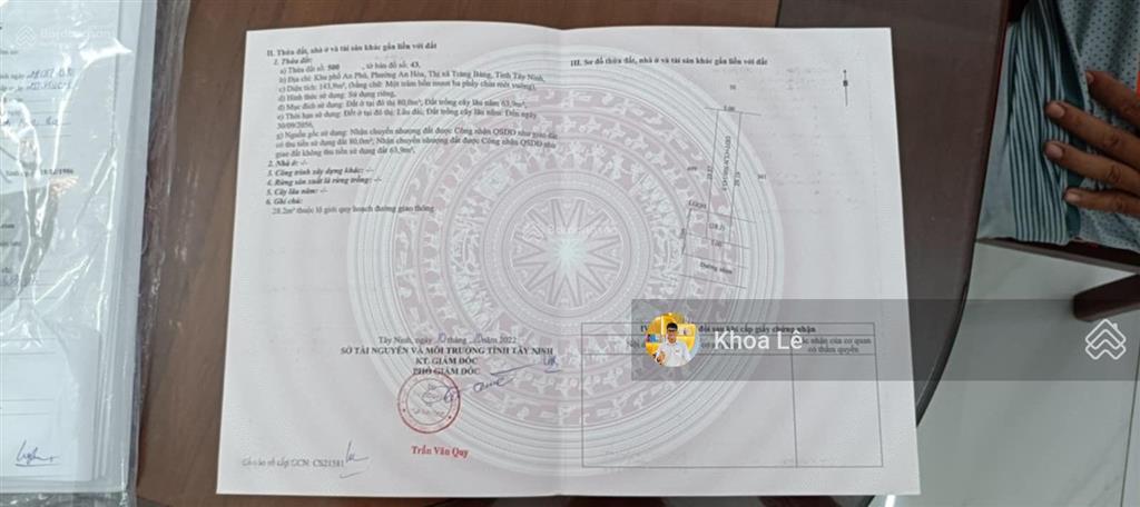 Chỉ 580 triệu có 144m2 80m2 đất ở đô thị,ngay nguyễn du, an hòa,trảng bàng,mặt tiền đường nhựa, shr