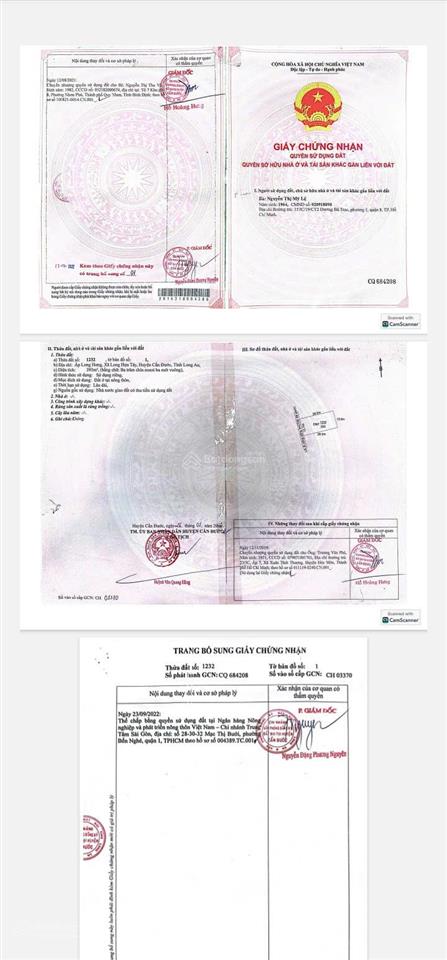 Cần nhượng lại 2 thửa đất thổ tại huyện cần đước, tỉnh long an. đã có sổ hồng riêng, sang tên ngay