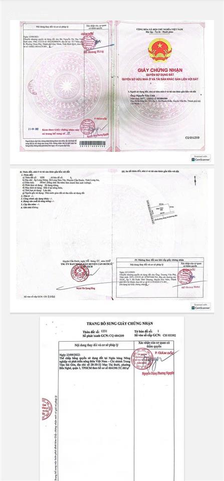 Cần nhượng lại 2 thửa đất thổ tại huyện cần đước, tỉnh long an. đã có sổ hồng riêng, sang tên ngay