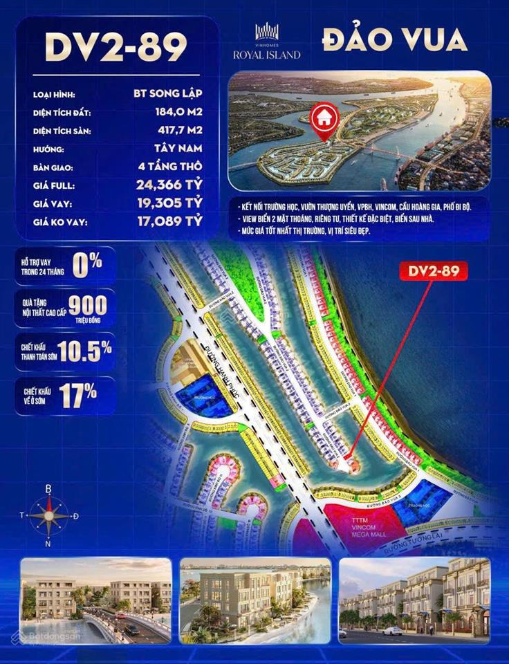 Dv289 biệt thự song lập rẻ nhất khu đảo vua, gần vincom, cực đẹp view trước mặt rộng thoáng