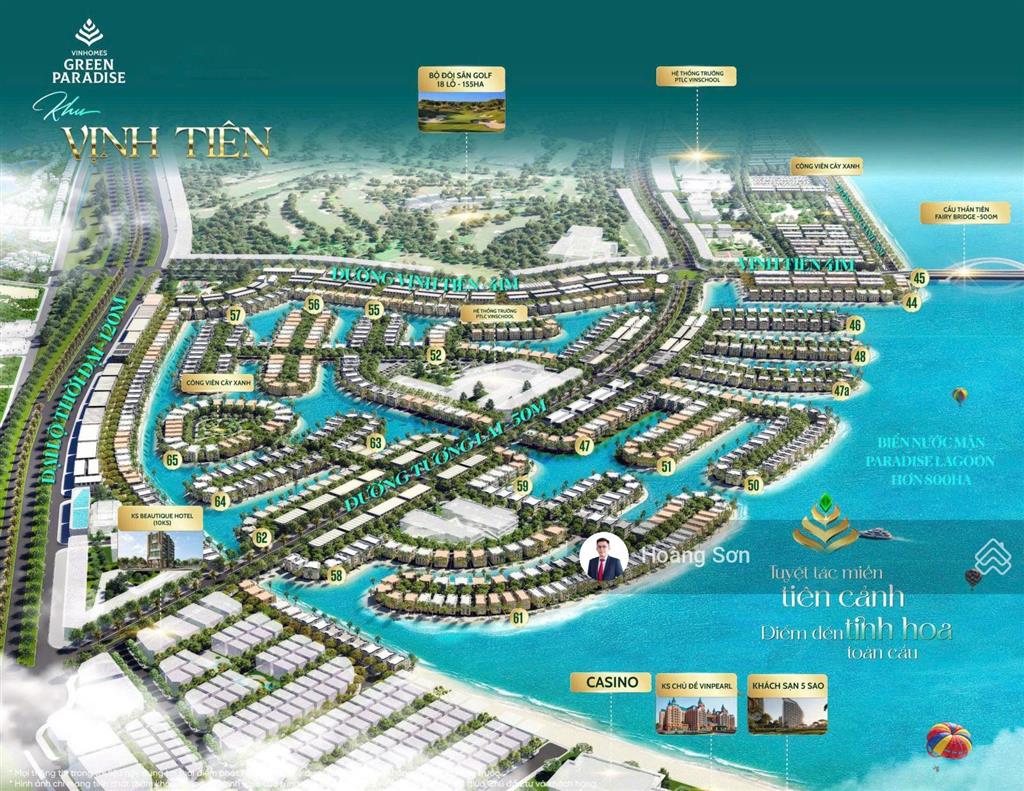 Biệt thự đơn lập vip mặt hồ lagoon 10km khu vịnh tiên, dt đất 418m2. hàng xóm tài phiệt, đẳng cấp