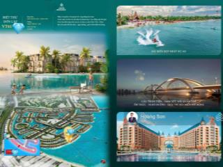 Biệt thự đơn lập vip mặt hồ lagoon 10km khu vịnh tiên, dt đất 418m2. hàng xóm tài phiệt, đẳng cấp