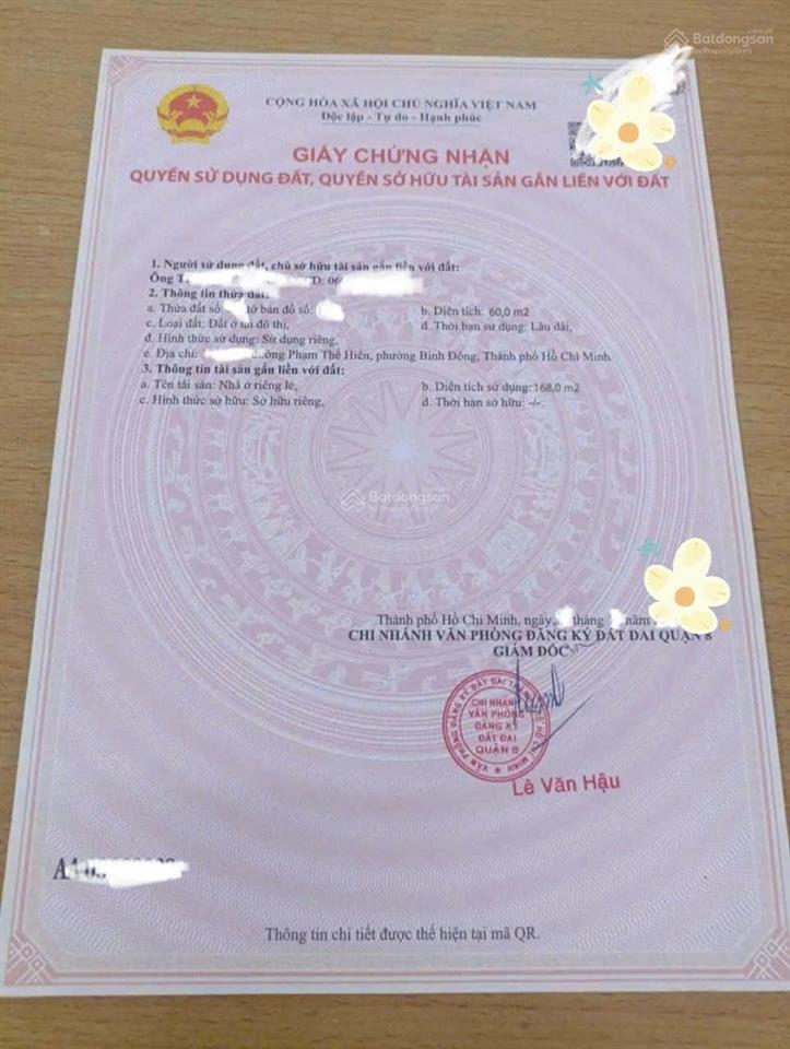 Bán nhà phạm thế hiển, p4, q8 gần cầu hiệp ân i 4x15m, sổ riêng hẻm xe hơi, thương lượng mạnh