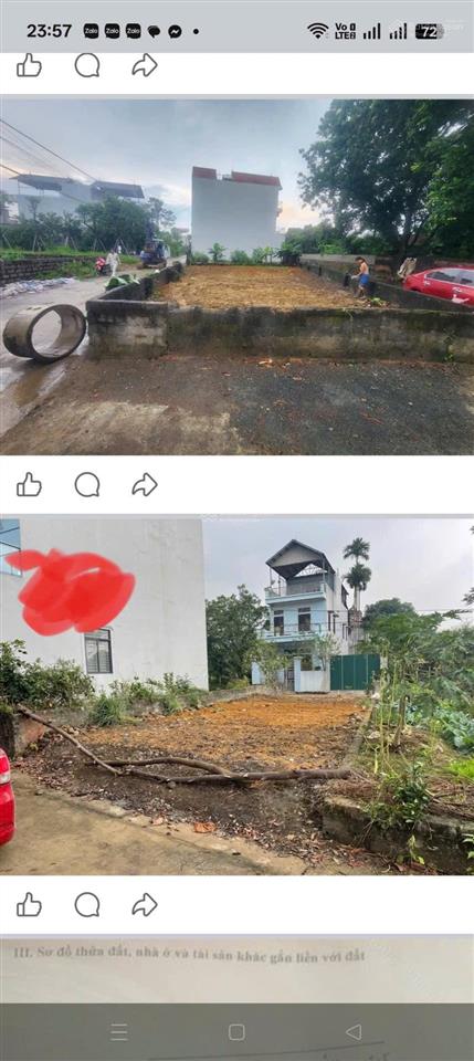 Bán đất tại xã hoàng văn thụ, chương mỹ, hà nội, 99m2 fun thổ cư, 2 mặt tiền rộng 5,7m. giá hơn 2ty