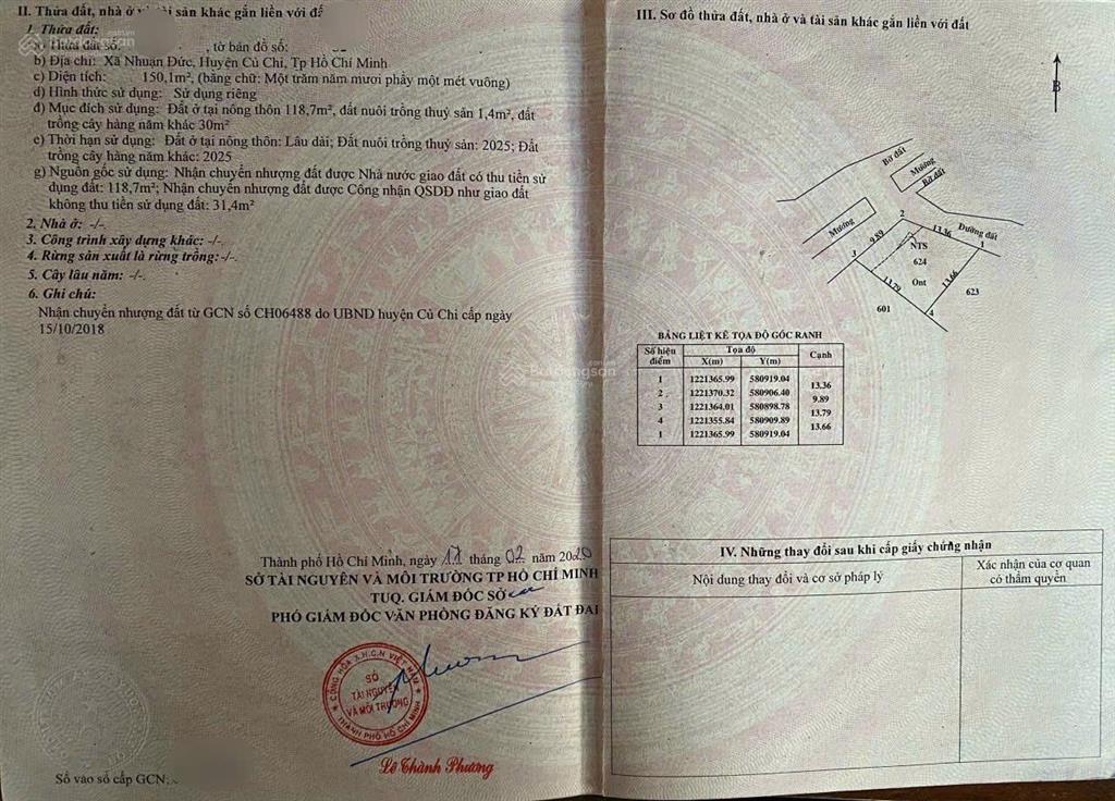 Tôi bán gấp đất 150m2 giá 900 triệu đường bà thiên cách ubnd nhuận đức 1km sổ hồng riêng