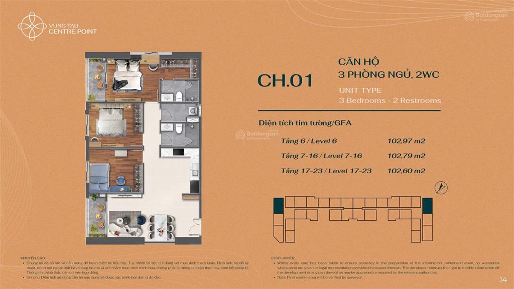 Bán gấp căn góc đẹp 3pn 102m2 tầng cao hàng hiếm vt centre point. giá chỉ 5,5 tỷ. 0777 066 ***