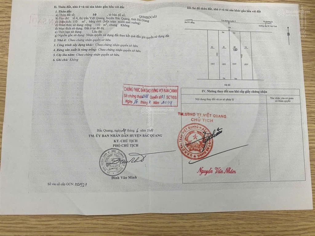 Chính chủ bán nhà đất tại tại thị trấn việt quang  bắc quang  hà giang