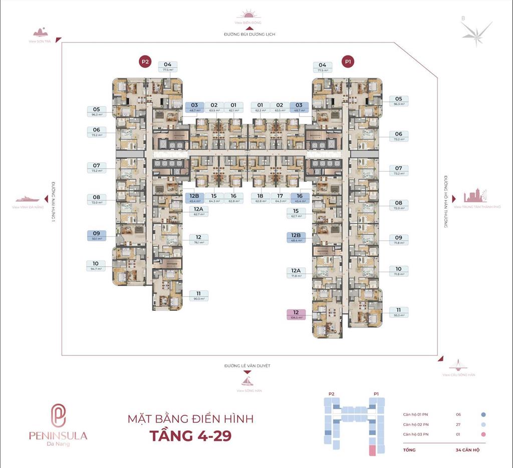 Hot! hiếm có 1 căn hộ peninsula  tầng 29  2pn  view sông hàn, pháo hoa  sổ hồng lâu dài