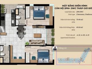 Chính chủ cần bán 2pn+ 75m2 the gió riverside