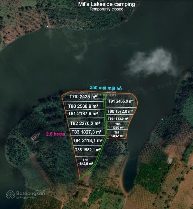 Cần bán 2.6 hecta đất nghỉ dưỡng ôm 350m mặt hồ tự nhiên nâm n jang đã tách 13 cuốn sổ, giá 5.5 tỷ