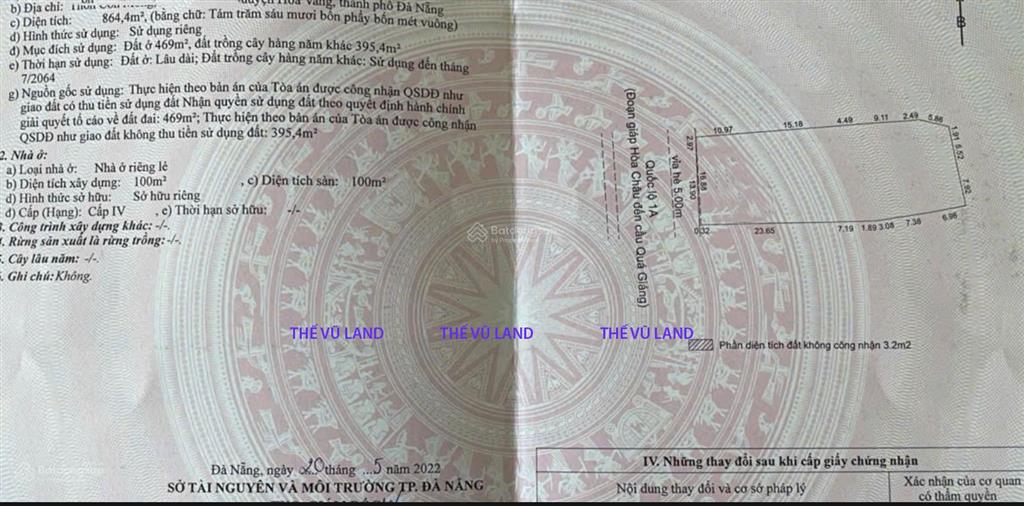 Bán đất diện tích lớn 865m2 mặt tiền quốc lộ 1a miếu bông giá 19ty700