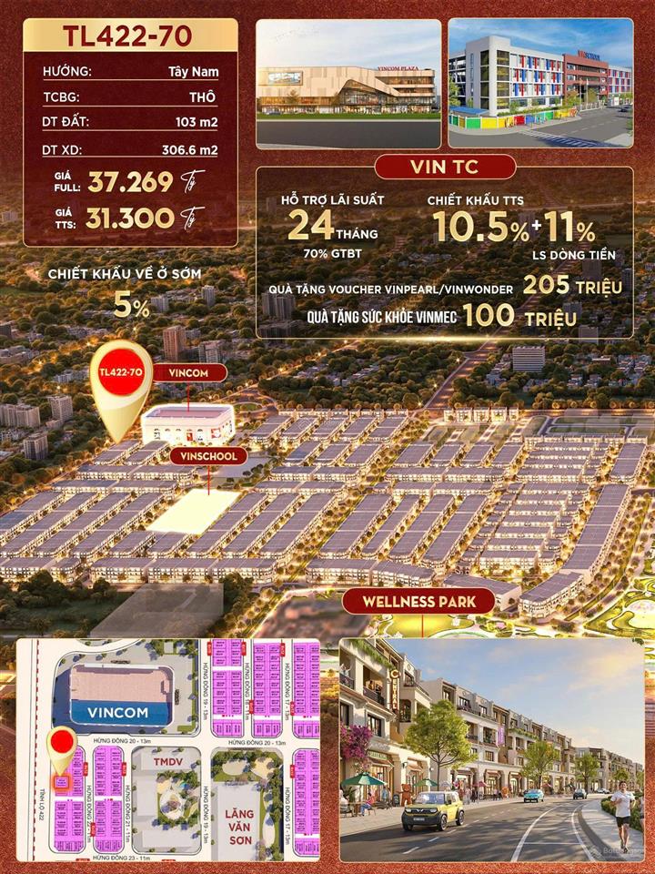 Liền kề tl4224x vinhomes wonder city mặt đường 24m kinh doanh sầm uất chính sách hấp dẫn có 102