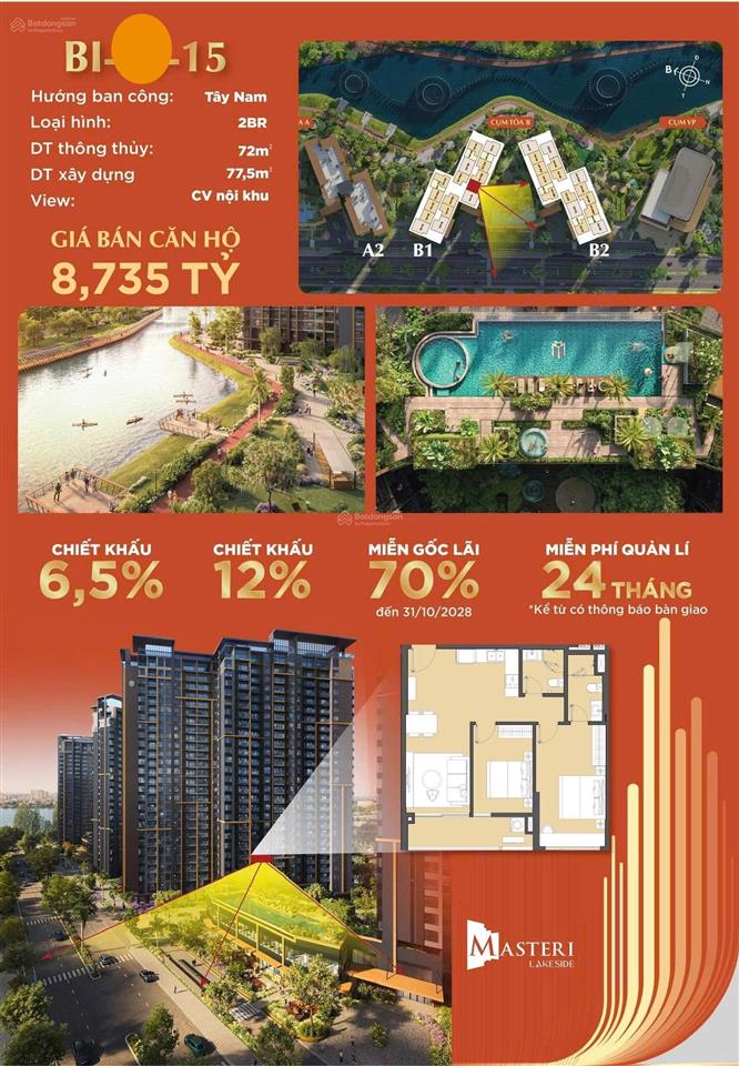 Căn 2pn view nhạc nước siêu đẹp giá chỉ 8tỷ732, giá trực tiếp cđt, chiết khấu 15%