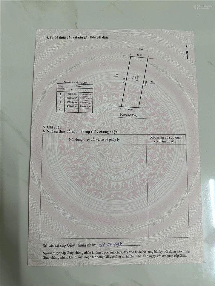 Chính chủ bán 300m2 đất trung tâm hành chính cao phong, hòa bình