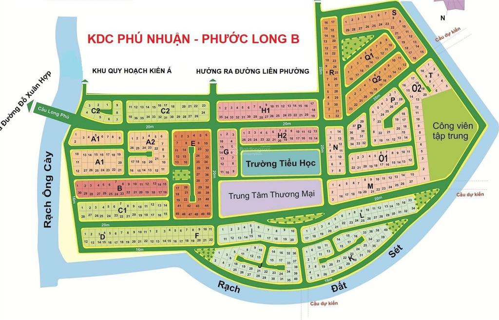 Những nền đẹp nhất dự án giá 2,3 tỷ/1nền còn sót lại của dự án kdc phú nhuận, phước long b, dt 75m2
