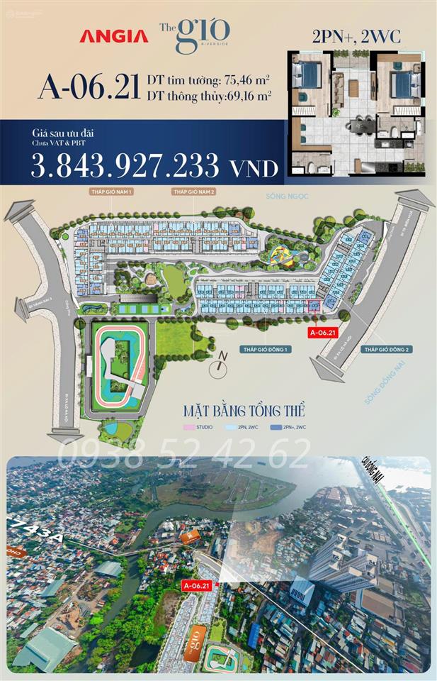 Giỏ hàng riêng căn view sông 2pn 65m2, giá 2,32 tỷ, tặng gói điện máy, chiết khấu 24,5 %