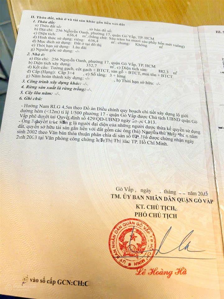 Bán nhà mặt tiền 256 nguyễn oanh phường 17 quận gò vấp.