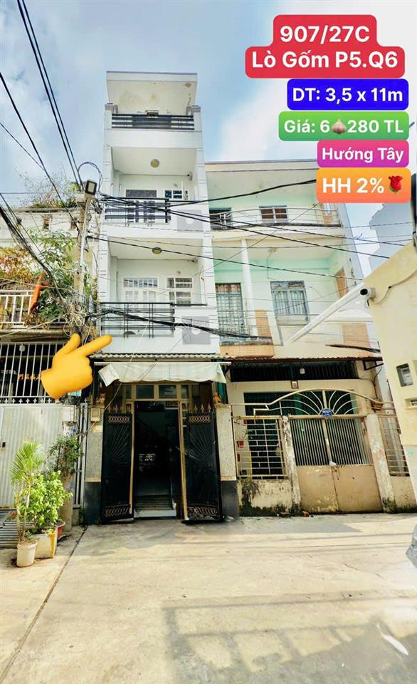 Chính chủ nhà 907/27c lò gốm, p5q6. hẻm xe tải. hh 2% + tặng ip17+ 01 hộp yến sào.