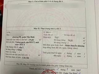 Chủ nhà cần bán gấp mặt tiền phường 8 tân bình, diện tích 4,05x15m nở hậu (74m²) 3 lầu giá 14,5 tỷ