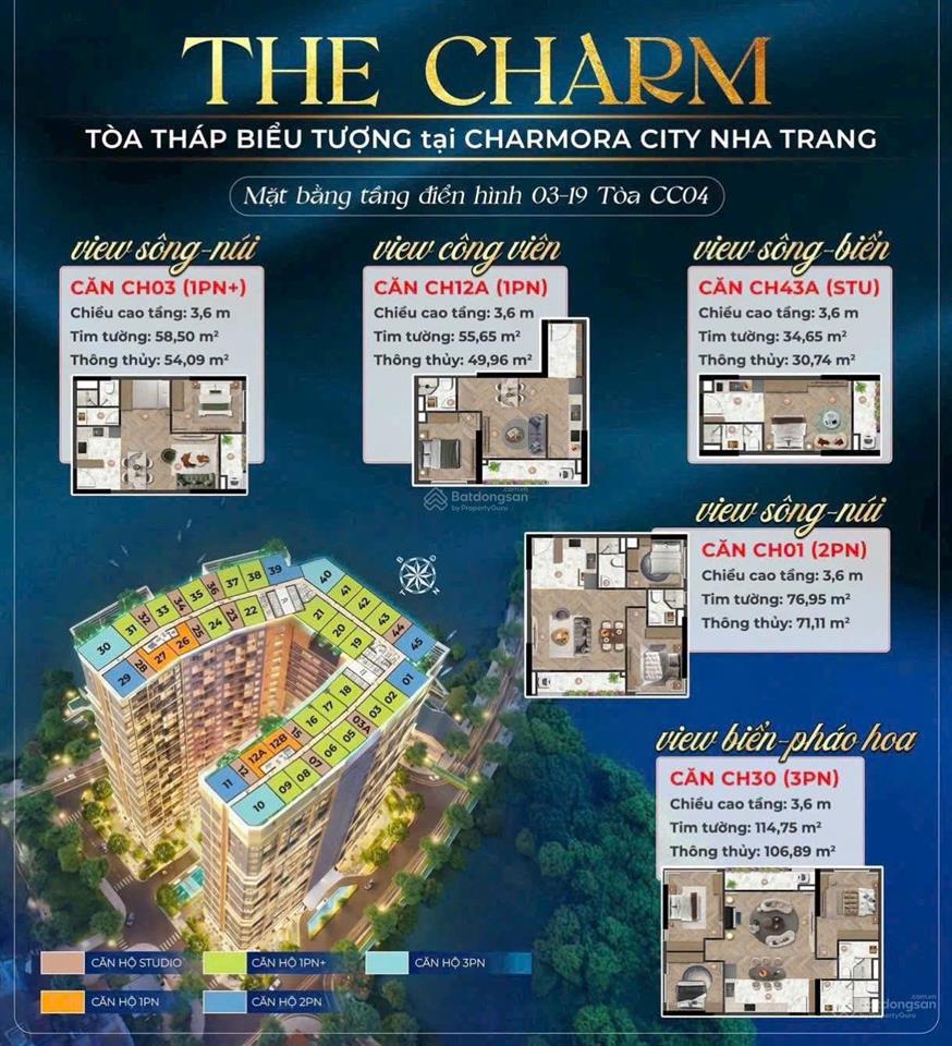 Giỏ hàng chuẩn giá cđt  căn 3pn góc hiếm ngắm pháo hoa tầng cao tòa the charm sun nha trang