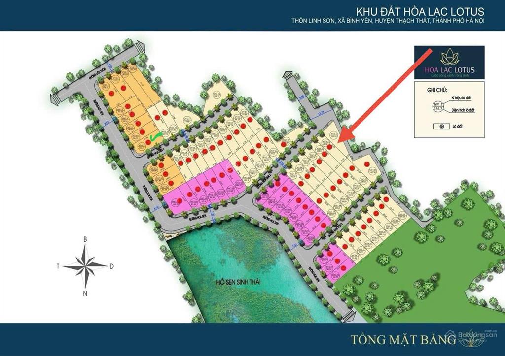Duy nhất lô đất 120m2 sát hồ sen linh sơn xã bình yên cổng sau đh fpt hòa lạc giá 17,5tr/m2