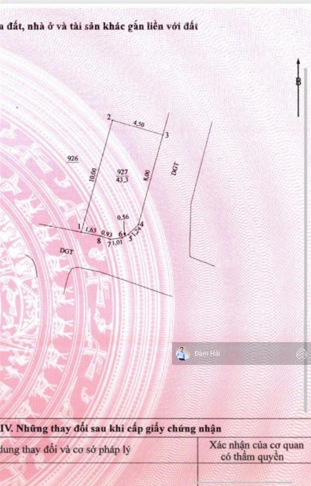 Bán gấp đất đan phượng 43.3m²  2 mặt tiền  ô tô đỗ cửa  gần ngay vinhomes, tiềm năng tăng giá