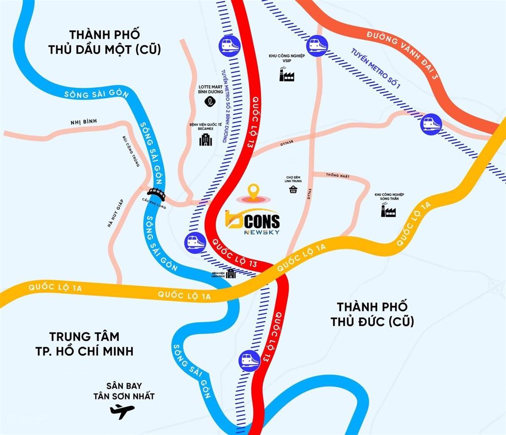 Đúng tiến độ  bàn giao nhanh  sổ hồng lâu dài  bcons newsky  mặt tiền ql13  ngay metro số 2
