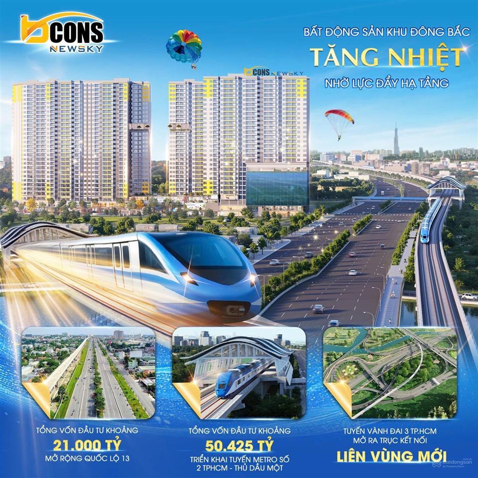 Đúng tiến độ  bàn giao nhanh  sổ hồng lâu dài  bcons newsky  mặt tiền ql13  ngay metro số 2