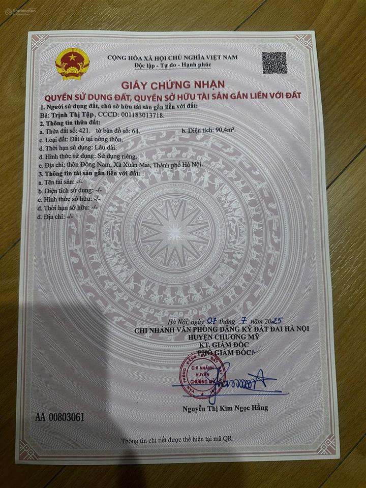 Bán đất tại đường liên xã, xã nam phương tiến, chương mỹ, hà nội, 1,2 tỷ, 90,4 m2 full thổ cư !!