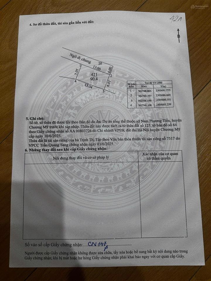 Bán đất tại đường liên xã, xã nam phương tiến, chương mỹ, hà nội, 1,2 tỷ, 90,4 m2 full thổ cư !!