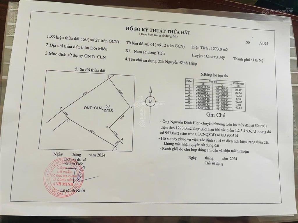 Bán đất tại liên xã, 7,256 tỷ, 1273m2 150m2 ont, chính chủ giá siêu hời, chương mỹ, hà nội view đẹp