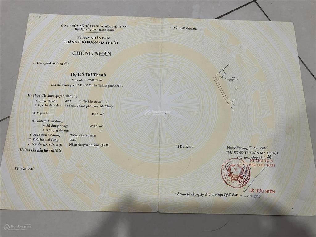 Bán đất trồng cây lâu năm gần công viên đôi thông, buôn ma thuột
