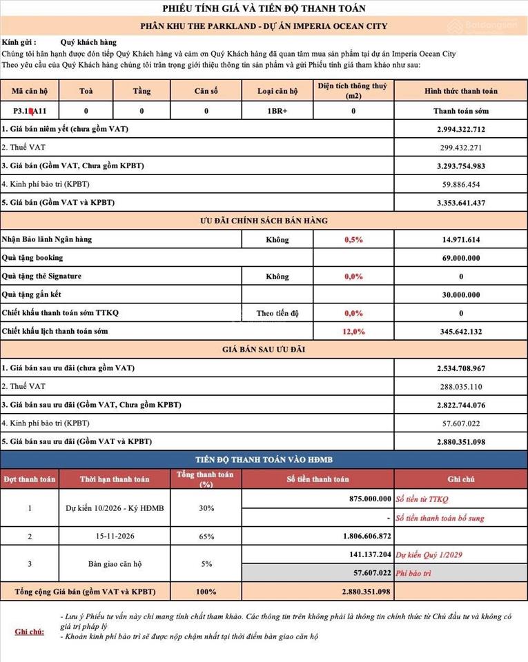 Bán 1n+ the parkland ocean park 2