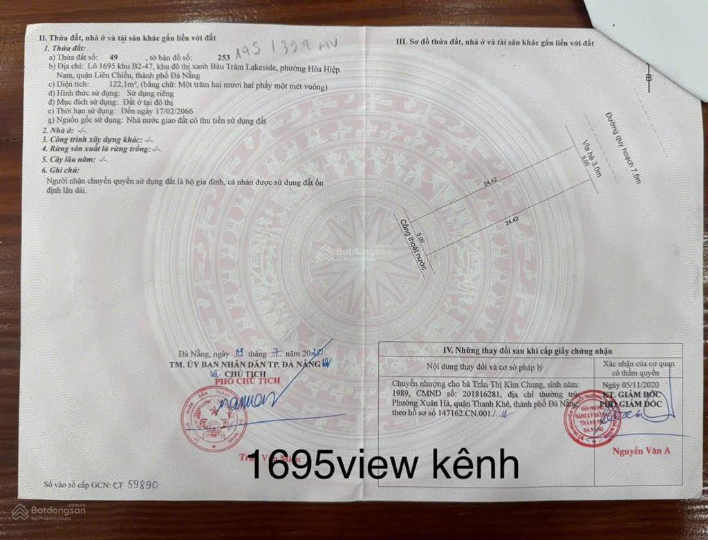 Tôi chính chủ cần bán lô mặt tiền huỳnh dạng, đường 10m5 khu đô thị lakesike hòa hiệp nam