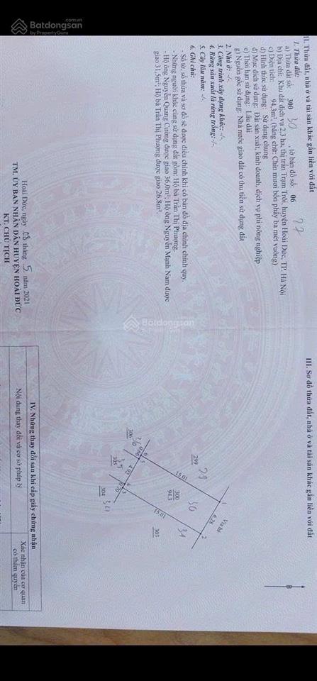 Cần bán nhanh lô đất dịch vụ trạm trôi cạnh svđ hoài đức sát ngay ql32,diện tích 94,3m2