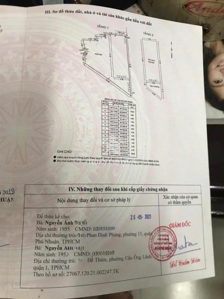 Bán nhà phan đình phùng, phú nhuận giáp quận 1  dt 15,5 x 18,4  2 tầng  gb 15,2 tỷ tl