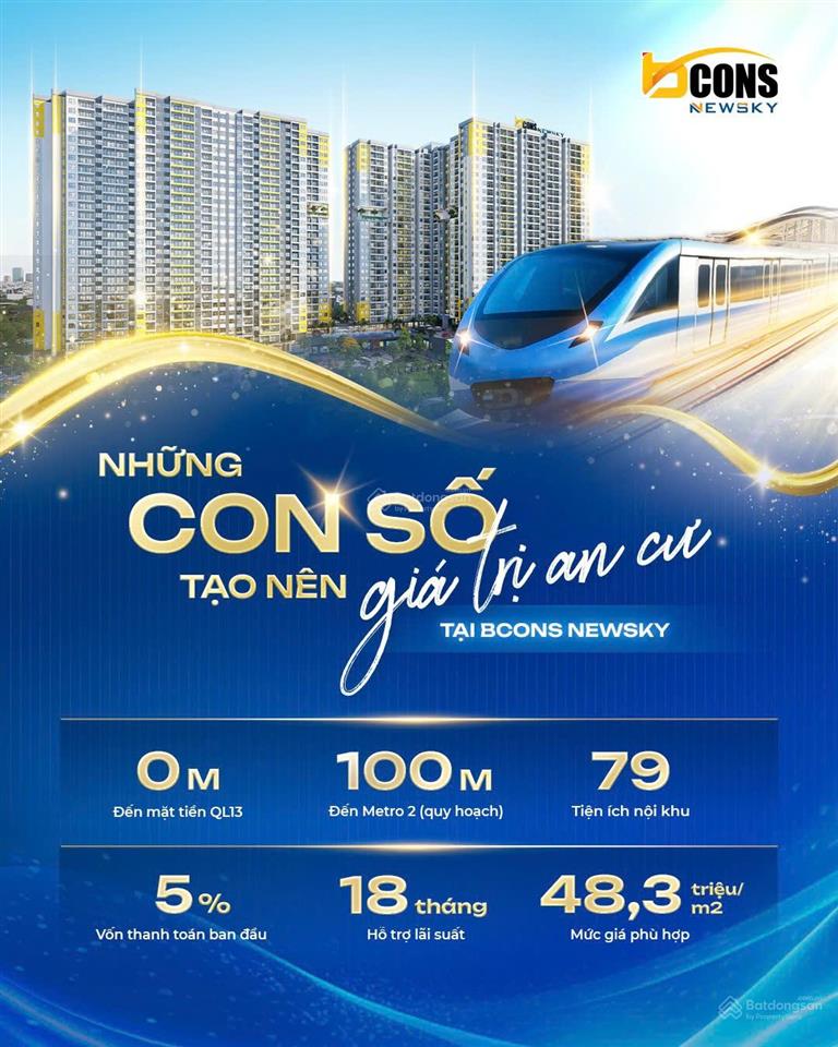 Cơ hội mua nhà được tặng xế sang  khi giao dịch dự án bcons newsky giá bán chỉ từ 48.3tr/m2