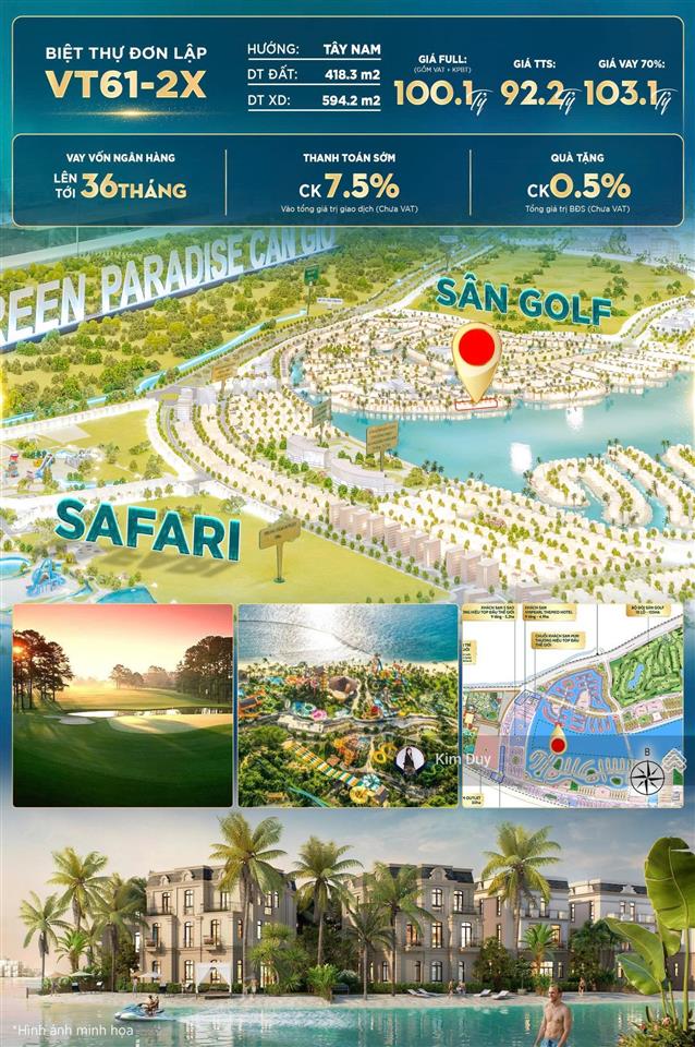 Bán villa đơn lập vịnh tiên mặt biển vip nhất vinhomes cần giờ