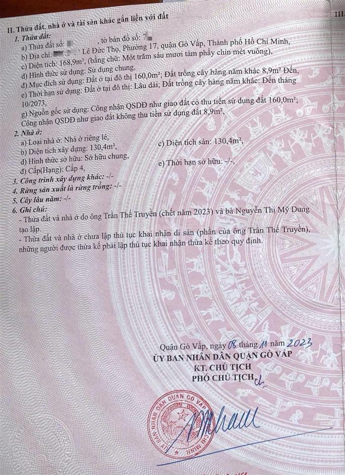 Bán đất lê đức thọ hẻm 5m 7.5x23m giá chỉ 13.9 tỷ