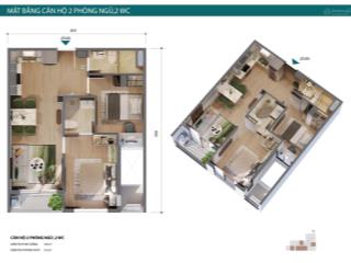 Mẫu căn hộ 2pn2wc, công năng đầy đủ, vốn ban đầu 15%, được miễn lãi suất 36 tháng, nhận nhà 1/2027