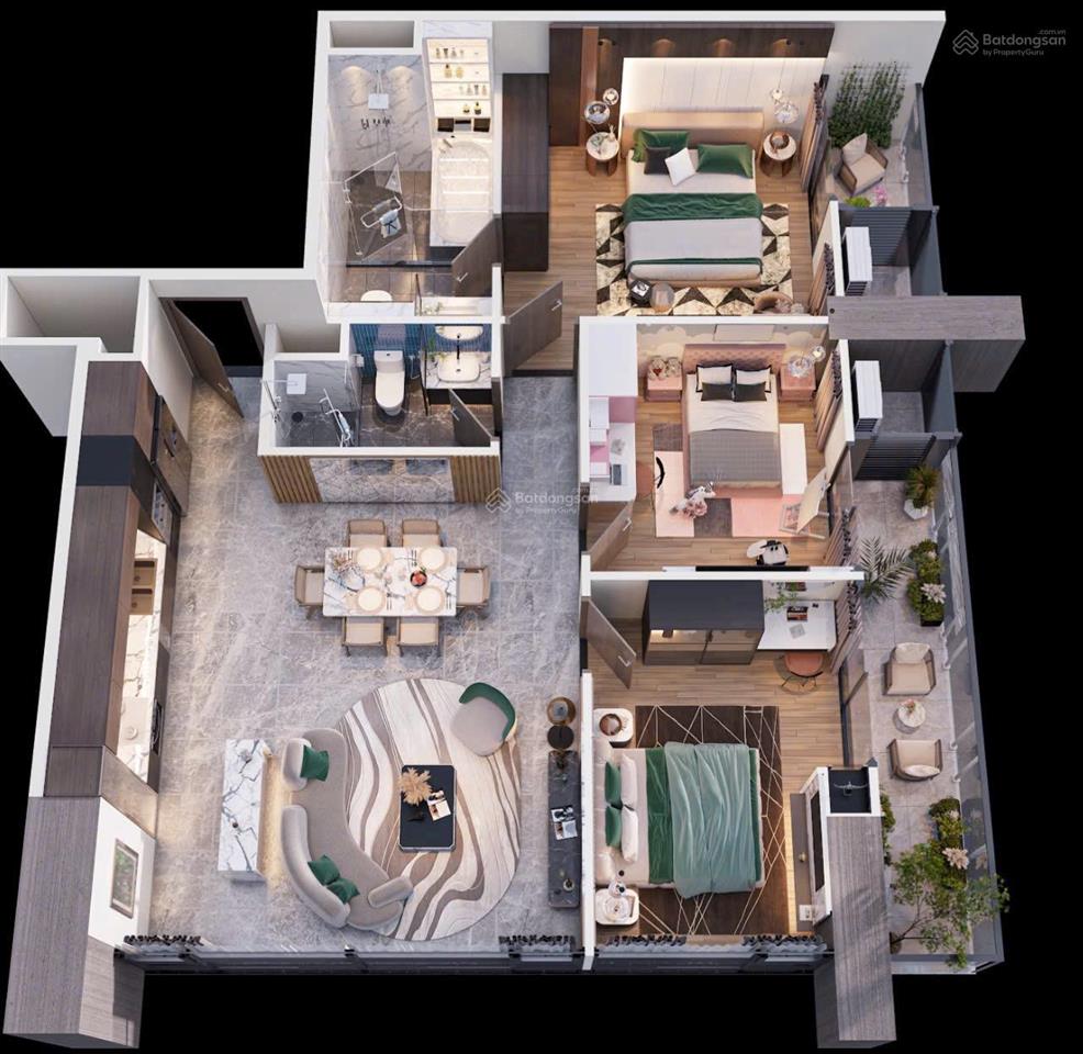 Quá rẻ 3pn2vs căn góc mặt trước toà icon 40, mặt đường hoàng quốc việt, 93m2